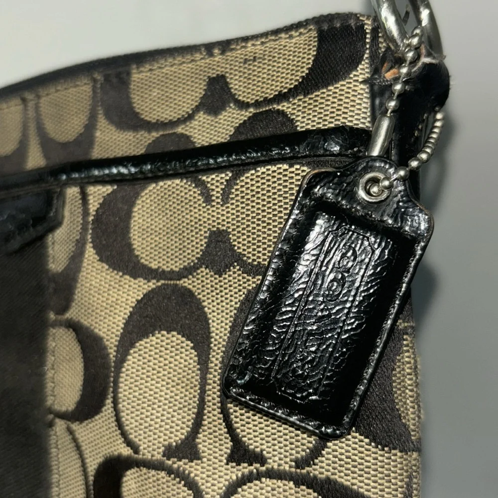 Coach Canvas CC Small Crossbody Bag Handbag Black Tan Adjustable Y2K Needs TLC